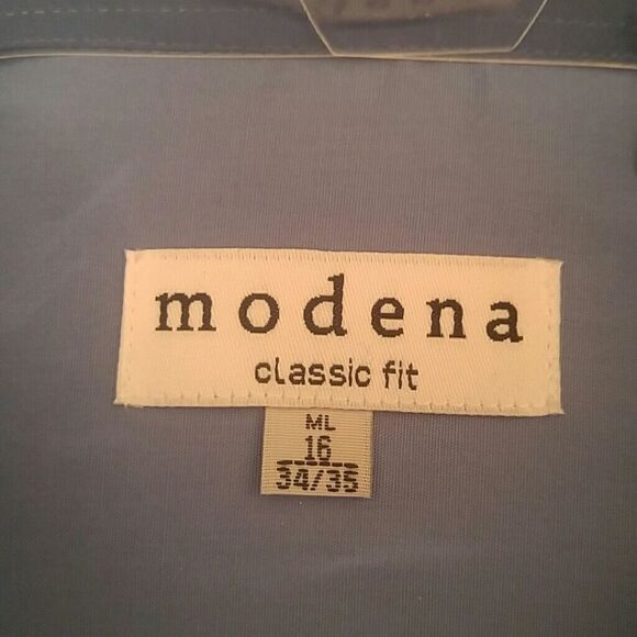 MEN'S CADET BLUE BASIC DRESS SHIRT BY MODENA 16X34 - Picture 2 of 3